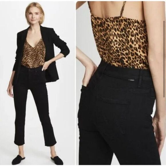 Mother Denim The Insider Crop Black Bootcut Flare Jeans in Not Guilty Size 24 - Picture 11 of 16